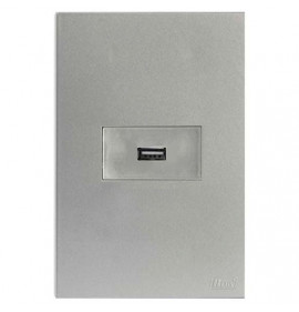 Conjunto USB 1.0A Horizontal 4x2 - RECTA PRATA SATIN FOSCO